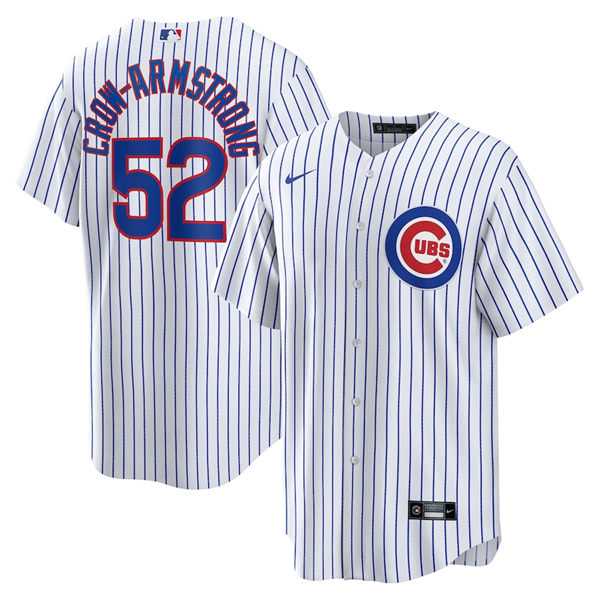 Men%27s Chicago Cubs #52 Pete Crow-Armstrong White 2024 Cool Base Stitched Jersey Dzhi->chicago cubs->MLB Jersey